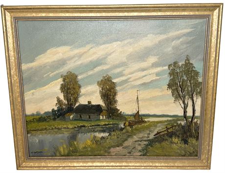 Vintage Original Landscape on Canvas Signed