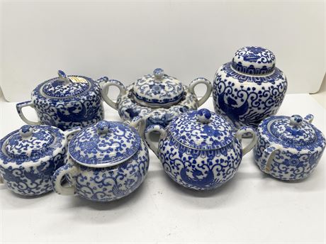 Blue and White Phoenix Sugar Containers