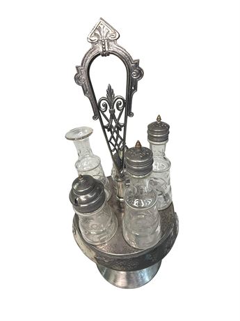 Antique Silver Plate Cruet Set
