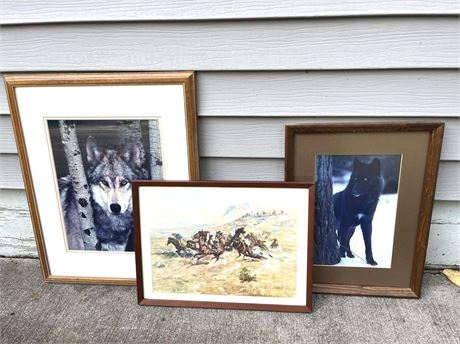 Wolf and Western Framed Prints