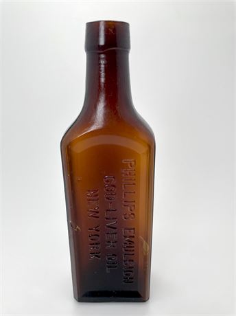 1890s Phillips Emulsion Cod Liver Oil Bottle