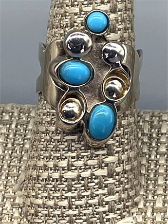 Sterling Ring with Three (3) Turquoise Stones