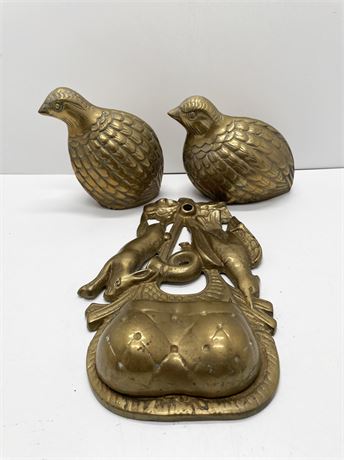 Brass Match Holder and Birds