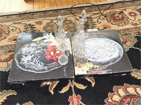 Glass Platters and Cruets