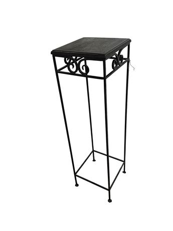 Wrought Iron Square Stand w/ Wood Top