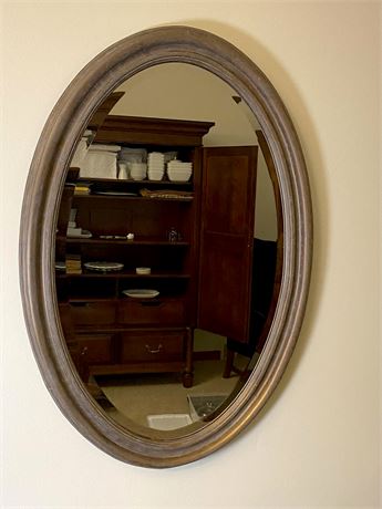 Wood Oval Mirror