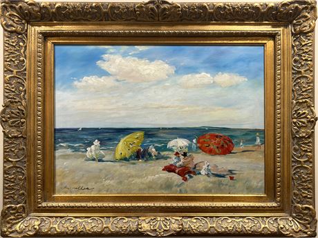 After William Merritt Chase "At the Seaside" Oil on Canvas