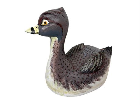 Signed Pied-Billed  Grebe Wood Decoy