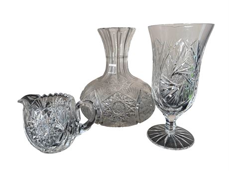 Crystal Decanter, Goblet and Creamer