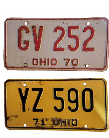 1970 and 1971 Ohio License Plate Singles