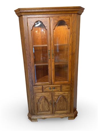 Vintage Cochrane Solid Oak Corner Cabinet