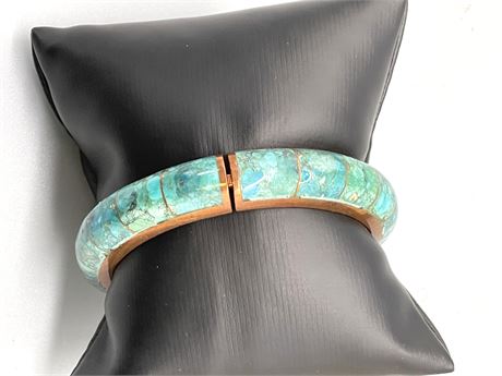 Green Turquoise and Copper Bracelet