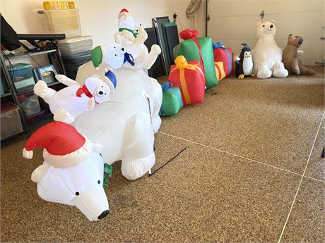 Three (3) Large Inflatable Winter Lawn Decorations