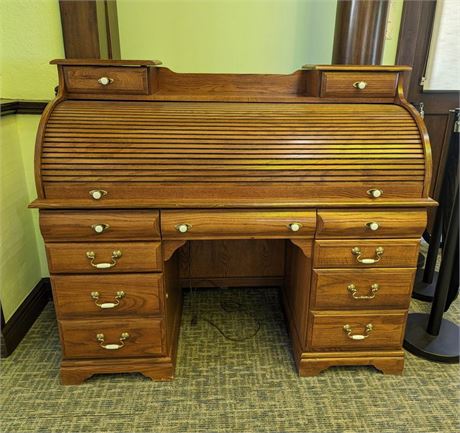 Oak Roll Top Desk