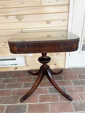 Leather Top Square Accent Table