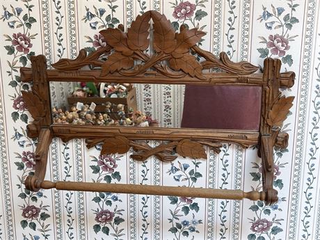 Victorian Hanging Mirror with Towel Bar