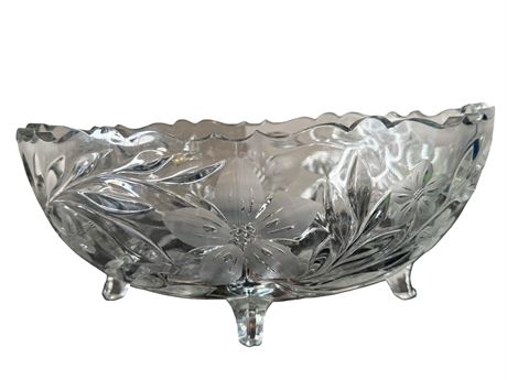 Footed Oval Crystal Bowl
