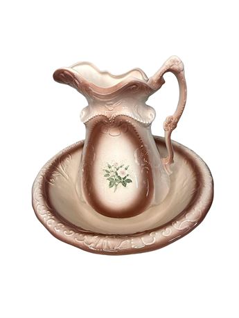 Antique Ironstone Wash Basin and Pitcher