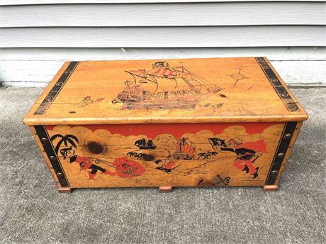 1960s Wooden Toy Chest