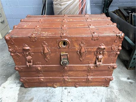 Antique Metal and Wood Chest