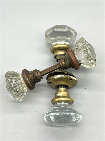 Antique Glass and Brass Door Knobs