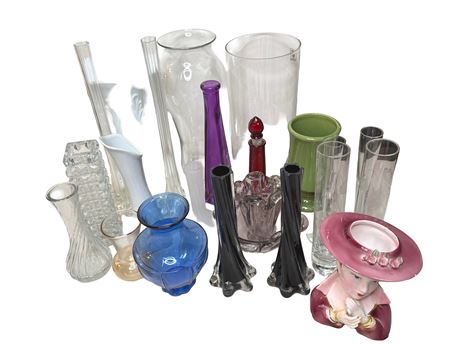 Large Lot of Glass and Ceramic/Porcelain Vases