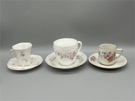 Three (3) Cups and Saucers
