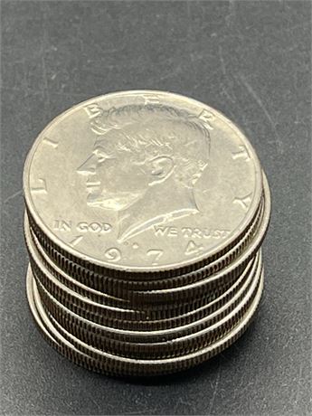 Twelve (12) 1974 Kennedy Half Dollars