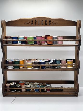 Spice Rack and Spools of Thread