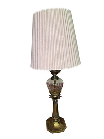 Brass and Glass Hollywood Regency Style Lamp