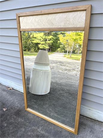 Antique Oak and Travertine Wall Mirror