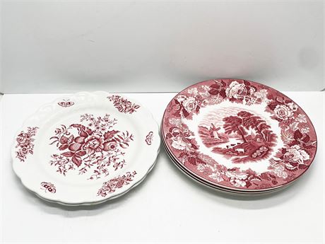 Red Transferware Plates