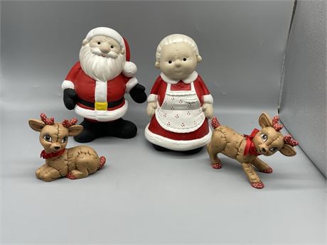 Santa, Mrs. Clause and Reindeer