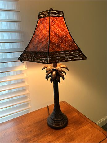 Rattan Styled Palm Tree Table Lamp