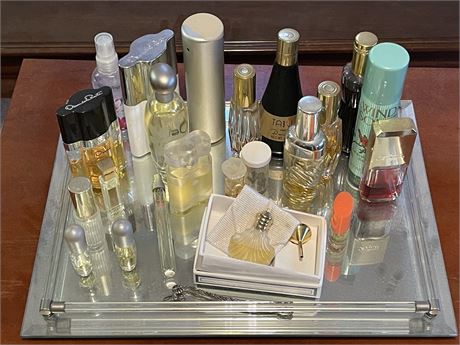 Perfume Bottle Lot With Tray