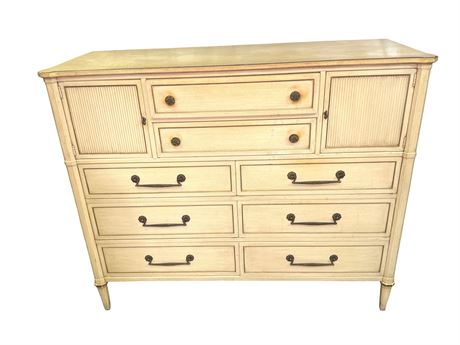 Vintage Cream Colored Solid Wood Sideboard Cabinet