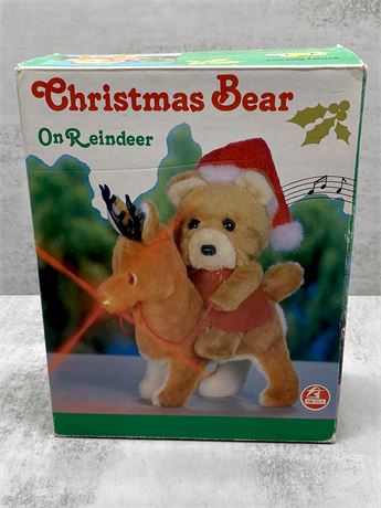 Vintage Christmas Bear on Reindeer