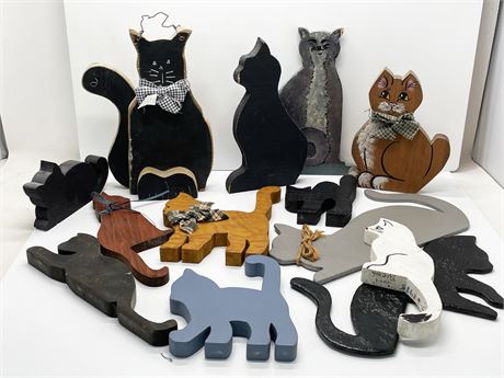 Wood Cat Decoratives