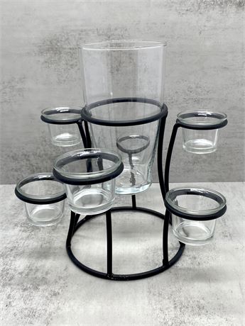 Wrought Iron Glass Candle Holder