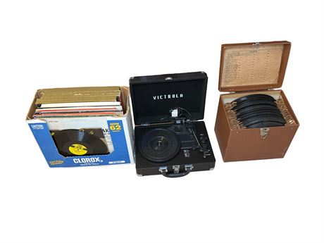 Victrola Journey Portable Suitcase Record Player w/ Records