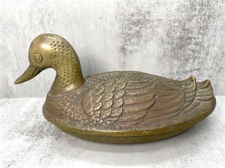 Vintage Brass Duck Lidded Dish