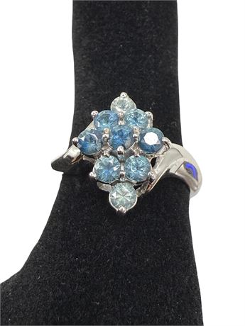 14k White Gold Blue Topaz Ring