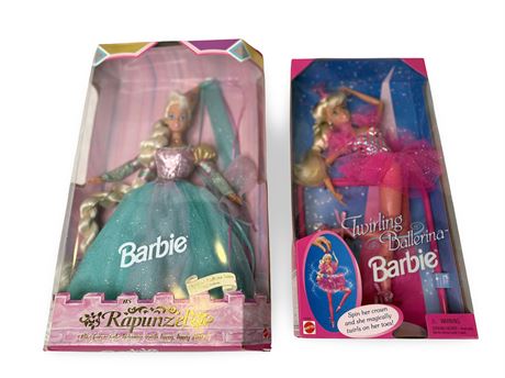Rapunzel and Twirling Ballerina Barbie Dolls New in Box