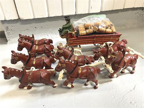 Cast Iron Clydesdale Beer Wagon