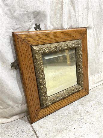 Antique Square Wood Mirror