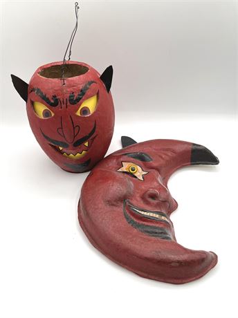 Jamieson Studios Paper Mache Devil Pail and Moon