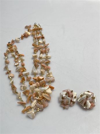 Polished Stone Necklace and Earrings