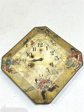 Antique Metal Litho Nursery Rhyme Clock