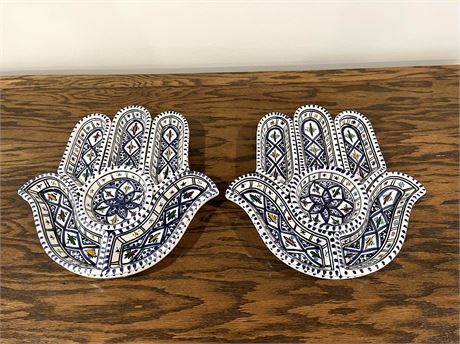 Large All Blue Hamsa Dipping and Serving Sets