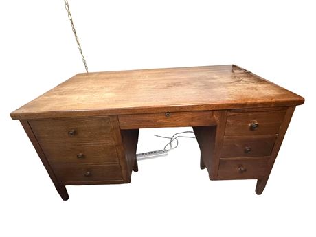 Large Wood Vintage Executive Desk
